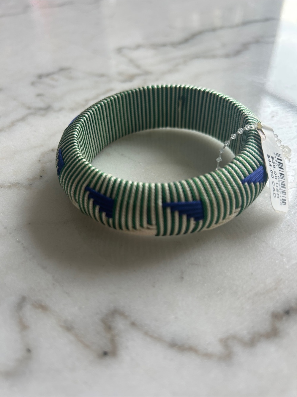 NWT Anthropologie Green and Blue Woven Bangle Bracelet - Picture 3 of 3
